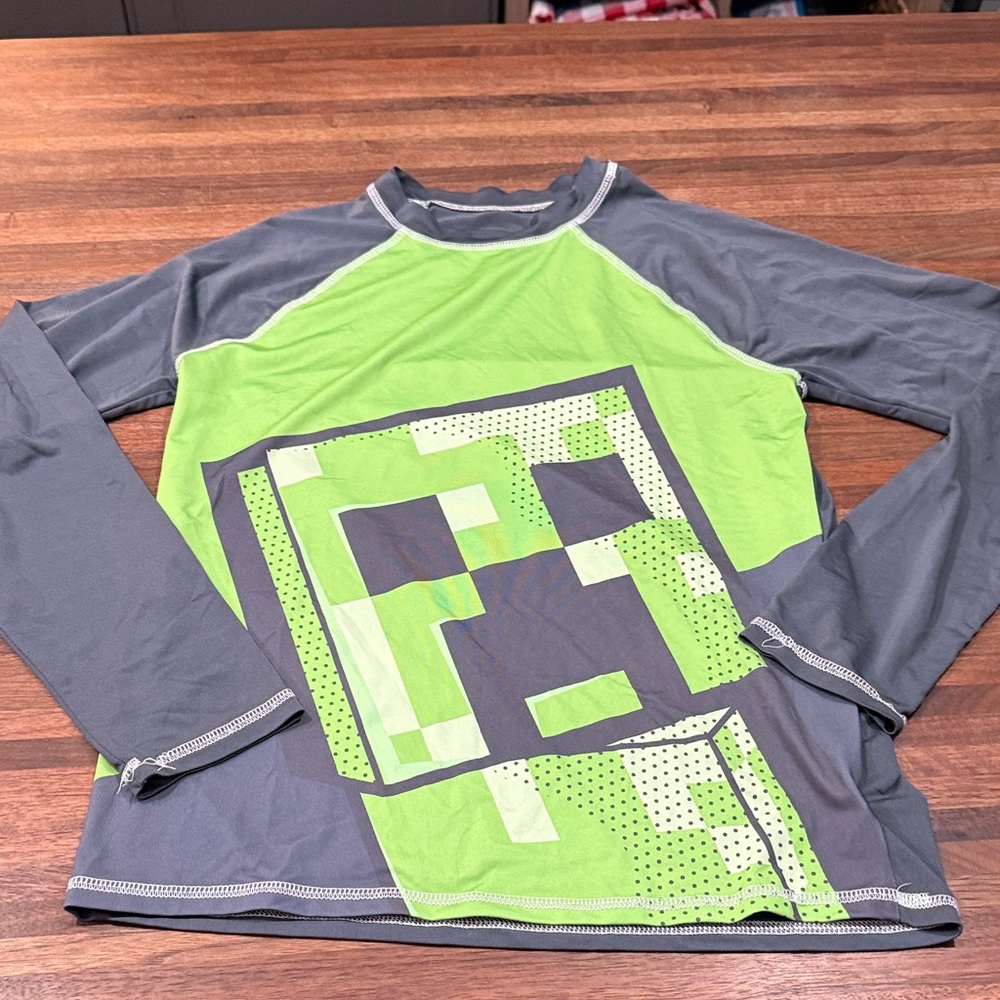 Stylish Kids Swim Rash Guard - Lime Green and Gray